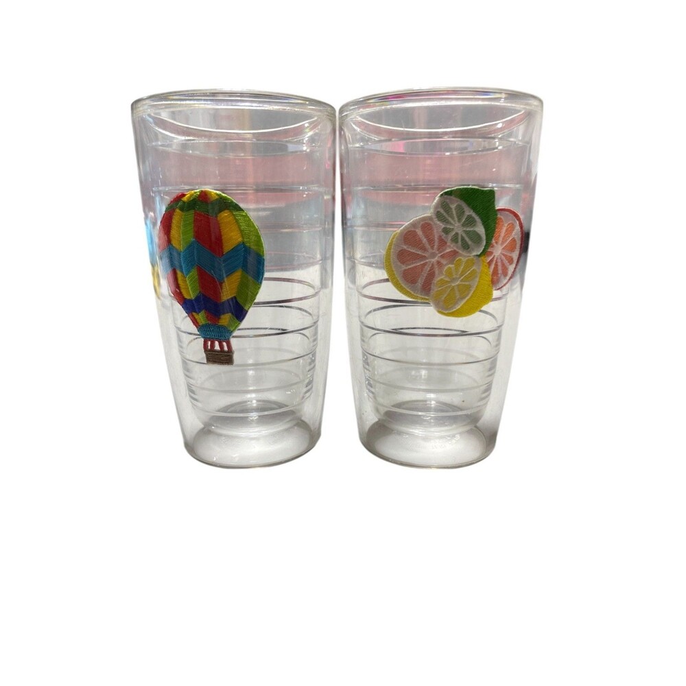 Tervis Insulated Tumblers 12 Oz Set Of Two‎ Balloons and Fruit 6" Tall